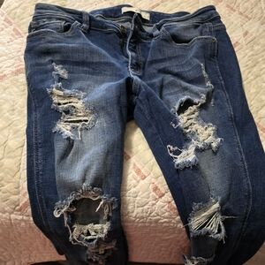 Distressed Blue Jeans